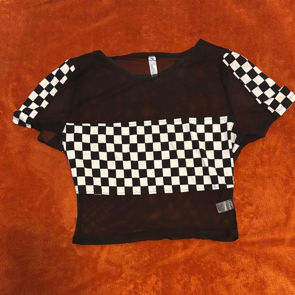 iHeartRaves Black and White Checkered Women's Crop Top